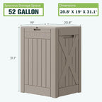 Greesum 52 Gallon Large Outdoor Package Delivery Box for Porch, Lockable Secure Double-Wall Resin Storage Box, Waterproof Deck Box for Package Protection, Light Coffee