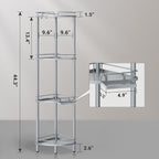 ELYKEN Corner Shower Caddy Standing, 4 Tier Rustproof Metal Shower Organizer with Soap Holder, Floor Shower Corner Shelf Rack Storage Stands with Adjustable Feet & 2 Hooks for Bathroom, Silver