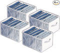 Univivi Extra Large Wardrobe Clothes Organizer Closet Organizer Portable Pants Sweaters Organizer for Closet,T-Shirt, Underwear, Upgraded 7 Grids Jeans Hoodie Organizer Clothes Organizer - Set of 4