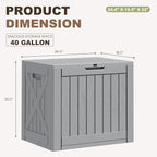 Greesum 40 Gallon Outdoor Deck Box, Resin Storage for Patio Furniture, Garden Tools, Pool Supplies, Weatherproof and UV Resistant, Lockable, Gray