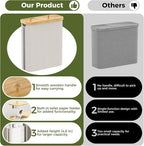 42L Toilet Paper Basket with Bamboo Lid, Toilet Paper Storage with Toilet Paper Holder & Non-Slip Mat for Bathroom Organizer, Holds up to 19 Regular Rolls or 14 Mega Rolls, Collapsible & Stackable