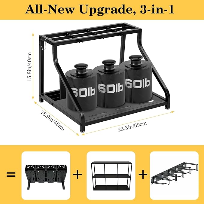 Freestanding Ski Storage Rack – Inclined Design, No Tipping Over, for 4 Pairs Ski, 2 Pairs Ski Boots, 2 Helmets, 3 Separate Pole Fixed Buckles, for Garage, Shed, Basement, 180LB.