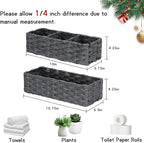 DULLEMELO Toilet Paper Basket for Organizing, Small Bathroom Baskets for Storage, Waterproof Basket for Back of Toilet, Grey, 2 Pack