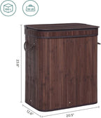 SONGMICS Laundry Hamper with Lid, Bamboo Launry Basket with Handles, Foldable Storage Basket for Laundry Room, Bedroom, 100L, Brown ULCB063K02
