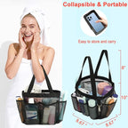 Mesh Shower Caddy Portable for College Dorm Room Essentials, 8-Pocket Large Shower Basket Tote Bag with 2 Handles for Toiletry, Bathroom, Beach, Camp, Gym