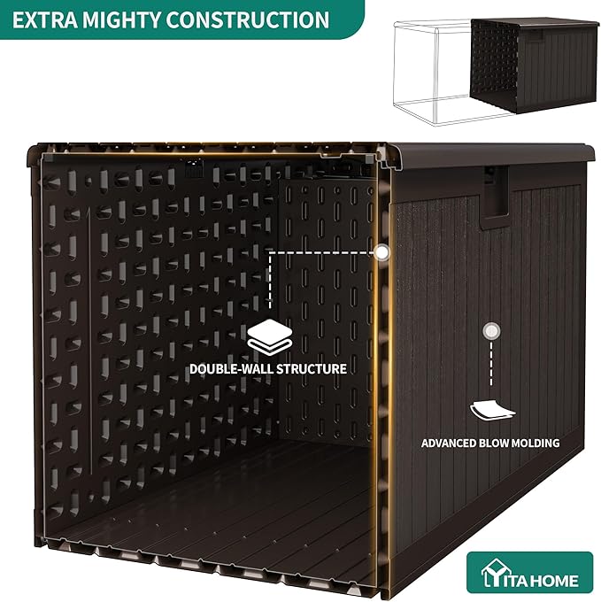 YITAHOME XL 150 Gallon Large Deck Box,Outdoor Storage for Patio Furniture Cushions,Garden Tools,Waterproof,Lockable (Black)