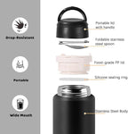 Thermo for Hot & Cold Food, 17oz Insulated Food Jar with Handle Spoon, Thermal Lunch Container, 316 Stainless Steel Lunch Box for Men Women, Keeps food Hot for 12 Hours or Cold for 24 Hours(Black)