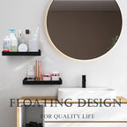 Z metnal Small Glass Bathroom Shelves, Matte Black Floating Shelf, Mini Wall Mounted Shelf (Dark Glass, 11.8 inch/30cm)