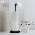 Marmolux Acc - Free Standing Toilet Paper Holder 1pc - Bathroom Storage for 4 Rolls of Tissue Modern Stainless Steel Matte Black Toilet Paper Holder. - Tp Holder Stand