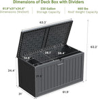 Patiowell 230 Gallon Large Outdoor Storage Box, Waterproof Deck Box with Fixed Divider, Lockable and Durable Patio Storage Solution for Patio Furniture and Garden Tools, Black