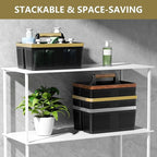 Shower Caddy Dorm Men: Plastic Bathroom Caddy Organizer with Handle and Holes, Bath Caddy for College Dorm, Portable Shower Basket Tote for Toiletry, Travel, GYM, Camp Essentials Black/Gold