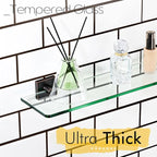 KOKOSIRI Bathroom Wall Shelves Glass Floating Shelf 12-Inch Tempered Glass Rack Shower Storage Decor, Oil Rubbed Bronze Stainless Steel B1107ORB-L12