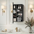 Medicine Cabinet 20x26 Inch, Black Aluminum Bathroom Mirror Cabinet with Storage, 6 Adjustable Glass Shelves, Rust Proof, Recessed or Surface Mount Wall Cabinet, Soft Close Hinge