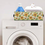 Narrow Storage Basket Decorative Fabric Storage Bin for Organizing Towels Toilet Paper Basket Long Tidy Storage Bin for Bedroom Bathroom Small Items, Sunflower Butterfly Letter Print