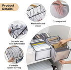 TIGARI Wardrobe Clothes Organizer for Drawers, Washable Clothes Organizer for Folded Clothes, Clothing Storage, Portable Closet Organizer for Thin Jeans, Trousers, T-shirts, Skirts (Gray)