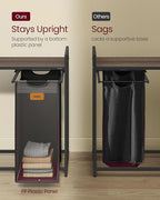 VASAGLE Laundry Hamper with 4 Compartments, 39.6 Gal. (150 L) Laundry Sorter, Rolling Laundry Cart with Shelves, Small Side Pockets, 6 Labels, Chestnut Brown, Ink Black and Dove Gray UBLH203B01