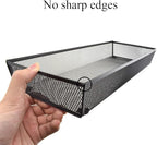 HAHIYO Stackable Mesh Tray Cup 15 x 6 x 2 inches Sturdy Container for Desk Drawer Organizer Collection for Home Office School kitchen Soft Foam Feet No Sharp Edges 1 Pack Black
