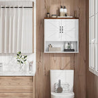 Bathroom Wall Cabinet with Barn Doors, Wall Mounted Bathroom Cabinet, Farmhouse Style, Adjustable Shelf, Wall Mounted Medicine Cabinets, 23.6 x 7.9 x 23.9 Inches