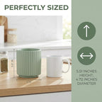 Kitchen Holder for Cooking Utensils, Kitchen Crocks for Storing Utensils (H5.51” x W4.92”), Flatware & Utensil Storage Spoon Stand Ceramic, Includes Silicone Drying Mat Milk Tea Color