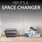 BROOKSTONE Collapsible Laundry Basket Set, Modern Extra Large Collapsible Basket Set, Comfort Non-Slip Grip Handles, Minimalist Space Saving Design, Portable Pop-Up Hamper, BPA FREE, Dark Grey, 2 PACK