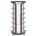 BROOKSTONE Toilet Paper Holder Stand Reserve - Free Standing Toilet Paper Stand with Storage that Holds Mega Rolls, Standing Bathroom Tissue Organizer, Bathroom Decor - Modern Storage Holder, Bronze