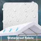 ADVANCE OUTDOOR Replacement Top Cover Tarp for 10x20 ft Carport Canopy with Ball Bungees, White, One Roof Only