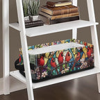 Toilet Paper Storage Basket for Organizing Collapsible Storage Bin Organizer Fabric Basket with Handles for Bathroom Essentials Cosmetics, American Cardinal Red Bird Stained Glass Flower