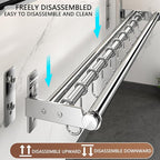 Hanging Wall Mount knife Wall Mount, Kitchen Organizer Storage Shelf for Utensils Spatula Spoon, Space-Saving Knife Rack with Hooks,Wall-Mounted Utensil Holder (Silver, 40CM+Single Pole+6Hooks)
