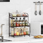 EKNITEY Bathroom Organizer Shelf Countertop - Kitchen Counter Organizer 3 Tier Bathroom Counter Shelves for Makeup Vanity Organizer Brown (No Assembly)