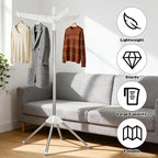 Rotatable and Foldable Clothes Drying Rack 59 Inch Laundry Drying Tree with 27 Hanging Holes, Space-Saving 4-Legged Free Standing Hanger Stand for Indoor, Balcony and Laundry Room