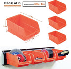 Wallmaster 8-Bin Storage Bins Garage Rack System 2-Tier Orange Tool Organizers Cube Baskets Wall Mount Organizations (Orange)