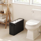 Cupic Cupid Toilet Paper Storage Baskets, Bathroom Toilet Paper Storage with Lid, Holds 12 Regular or 9 Mega Rolls, Slim Toilet Tissue Holder Basket with Clear PVC Lid and Handles, Black