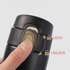 Vacuum Insulated Bottle Thermal Water Bottle Travel Coffee Mug with Safety Buckle Lid Stainless Steel Leak Proof Tumbler Water Flask 15.2 Oz/450ml(Black)