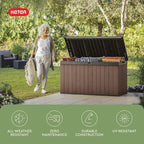Keter Darwin 150 Gallon Resin Large Deck Box - Organization and Storage for Patio Furniture, Outdoor Cushions, Garden Tools and Pool Gear