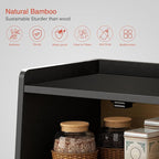 Double Layer Bread Box for Kitchen Countertop, Large Bread Storage Container for Counter Top, 2 Tier Wood Farmhouse Vintage Breadbox for Homemade Bread, Corner, Cabinet, Pantry (Black)