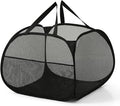 Kimmama Collapsible Mesh Laundry Basket,Foldable Pop Up Laundry Hamper with Side Pocket,Removable Clothes Storage Bin with Handle for Laundry Room,College Drom,Bathroom,Kid Room,Travel,95L,Black