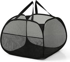 Kimmama Collapsible Mesh Laundry Basket,Foldable Pop Up Laundry Hamper with Side Pocket,Removable Clothes Storage Bin with Handle for Laundry Room,College Drom,Bathroom,Kid Room,Travel,95L,Black