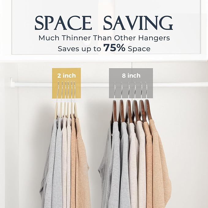 HOUSE DAY Beige Velvet Hangers 60 Pack, Non Slip Clothes Felt Hanger Heavy Duty for Coat, Premium Slim Space Saving Suit Hangers for Closet Organizer, 360° Rotating Silver Hook