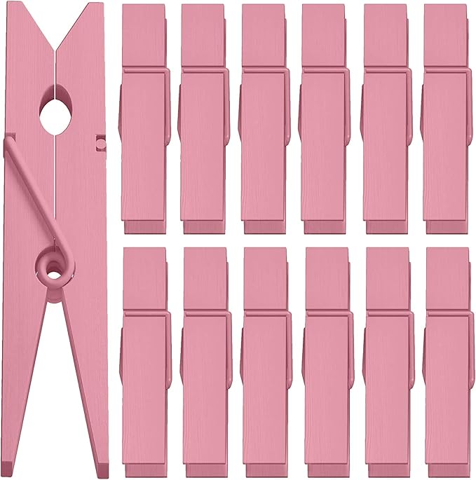 50pcs Craft Wood Clothespins Colored Wooden Photo Clothespins Paper Peg Pins Craft Spring Clips for Home Arts Crafts Decor, 2.75 inches (Baby Pink)