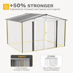 DWVO 10x8FT Outdoor Storage Shed, Spacious Metal Tool Shed with Lockable Doors & Ventilation for Patio, Lawn, and Backyard, Ideal for Storing Garden Equipment, Lawnmowers, and Bicycles, Dark Gray