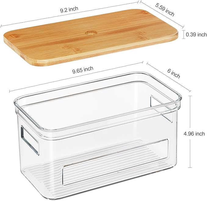 Acrylic Trash Bag Organizer Holder Garbage Bag Dispenser Multi Purposes Clear Organizers and Storage with Bamboo Lid, Tissue Paper Organizer Plastic Toilet Paper Storage