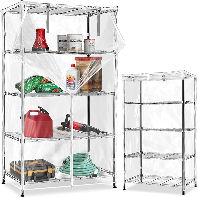 Wire Shelf Cover,600D Heavy Duty 100% Waterproof Shelf Covers for Wire Shelving,Outdoor Storage Shelves Cover for Metal Rack,36" W x 16" D x 72" H,Clear