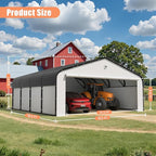 Carports Canopy Heavy Duty, Fully Enclosed Metal Garage with Sidewalls (20x20, White)