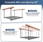 45-Inch x 45-Inch Overhead Garage Storage Rack, 17"-28" Height Adjustable Garage Ceiling Storage Racks, Heavy Duty Storage Organizer System, 250LBS Weight Capacity, Black