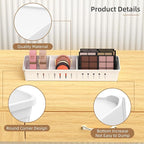 Desk Drawer Organizer Tray 4 PCS Plastic Office Drawer Organizer Bins Junk Organizer Divider with Non-Slip Silicone Pads, Makeup Vanity Organizer for Drawer, White