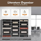 PVC Desktop Literature Organizer, 27 Slots Compartment Adjustable File Sorter Mail Center Magazine Holder, Paper Storage Cabinet Classroom Keepers for Classroom, Office, School, Home, White