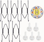 5 Pack Plate Hangers for Wall, Suitable for 4-5 inch Art Plate, Stainless Steel Invisible Heavy-Duty Wire Plate Holder with Wall Hooks, Display Hanger for Decorative Plates/Dishes/Platters(Black)