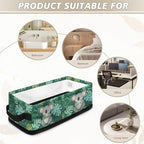 Small Bathroom Basket Toilet Tank Topper Paper Basket Fabric Bin Shelf Multi-purpose Storage Basket Caddy with Handles for Bathroom Counter, Koala Tropical Monstera Leaf Green