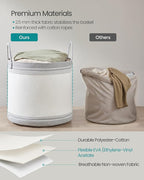 SONGMICS Laundry Hamper, Cotton Rope Laundry Basket with Handles, for Clothing, Living Room, Bedroom, 23.8 Gallons, 19.7 x 19.7 x 18.1 Inches, Cloud White and Dove Gray URLH090G01
