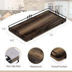 Toilet Paper Basket, Bathroom Basket for Counter Toiletries Towel Decor, Toilet Tank Tray, Guest Back of Toilet Organizer Storage, Vanity Tray for Perfume Makeup, Kitchen 13”x6.5” Brown-Black
